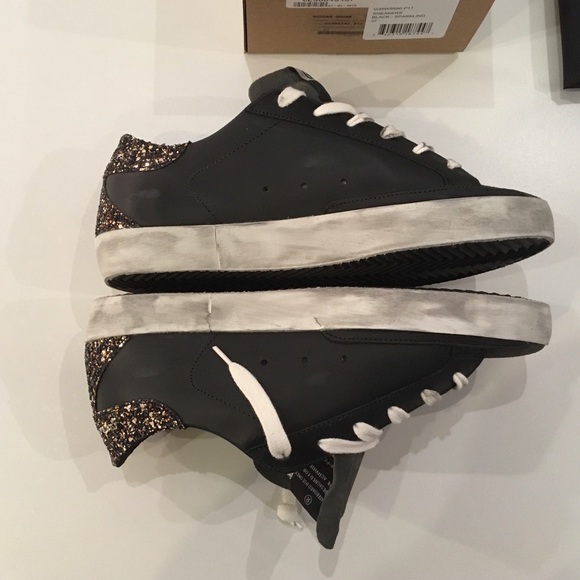 Golden Goose Superstar Black/Glitter/Yellow 37 NIB - Picture 6 of 8